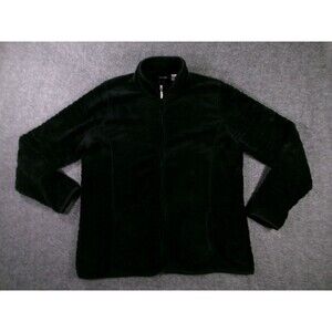 Basic Editions Fleece Jacket Women XL Black Full Zip Cozy Polyester Sherpa Lined